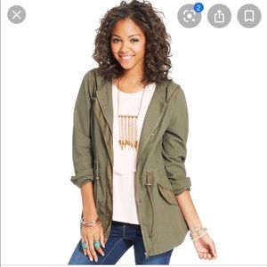 American Rag military style green hooded jacket